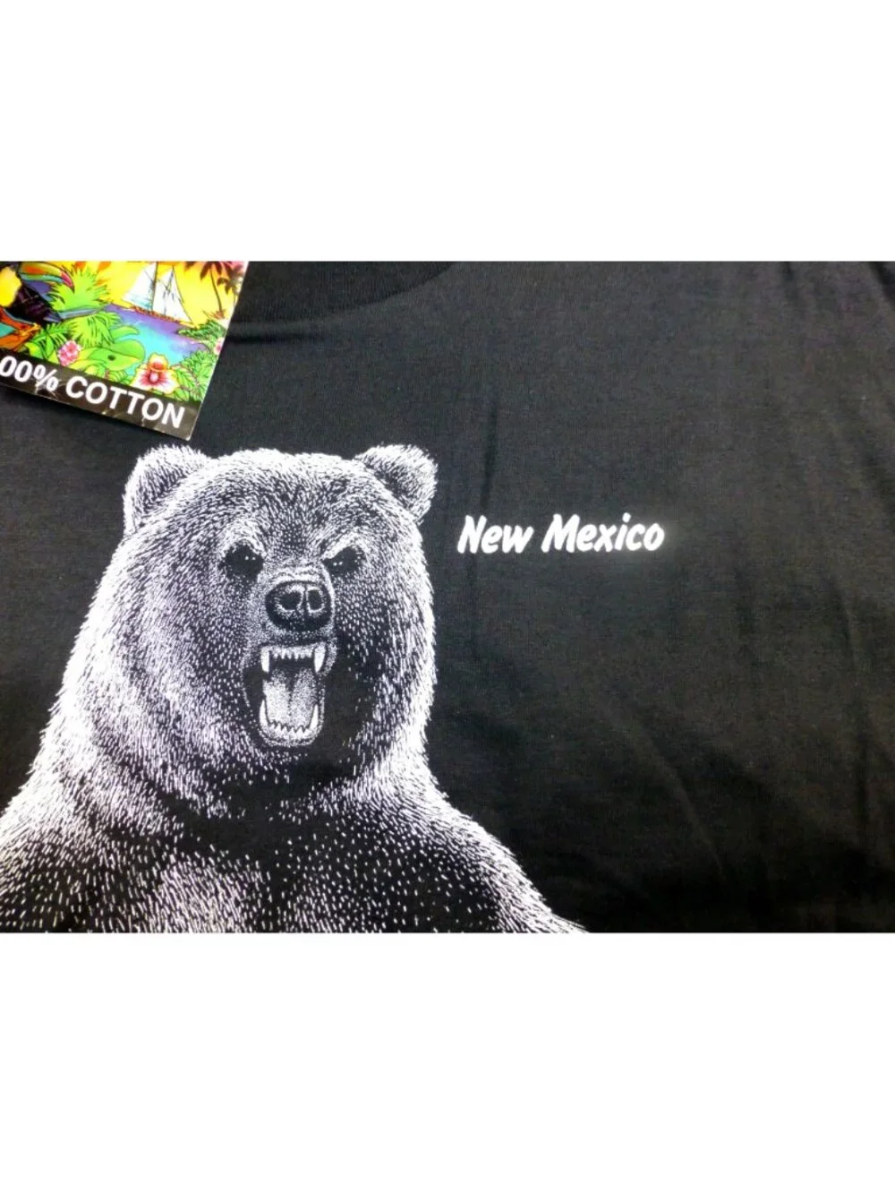 VTG Sherrys Best Black New Mexico Bear Graphic T-Shirt XL 100% Cotton Made In US - Picture 3 of 9